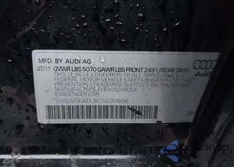 2012 Audi A4 2.0T Premium from USA, damaged, VIN WAUWFAFL9CA030996